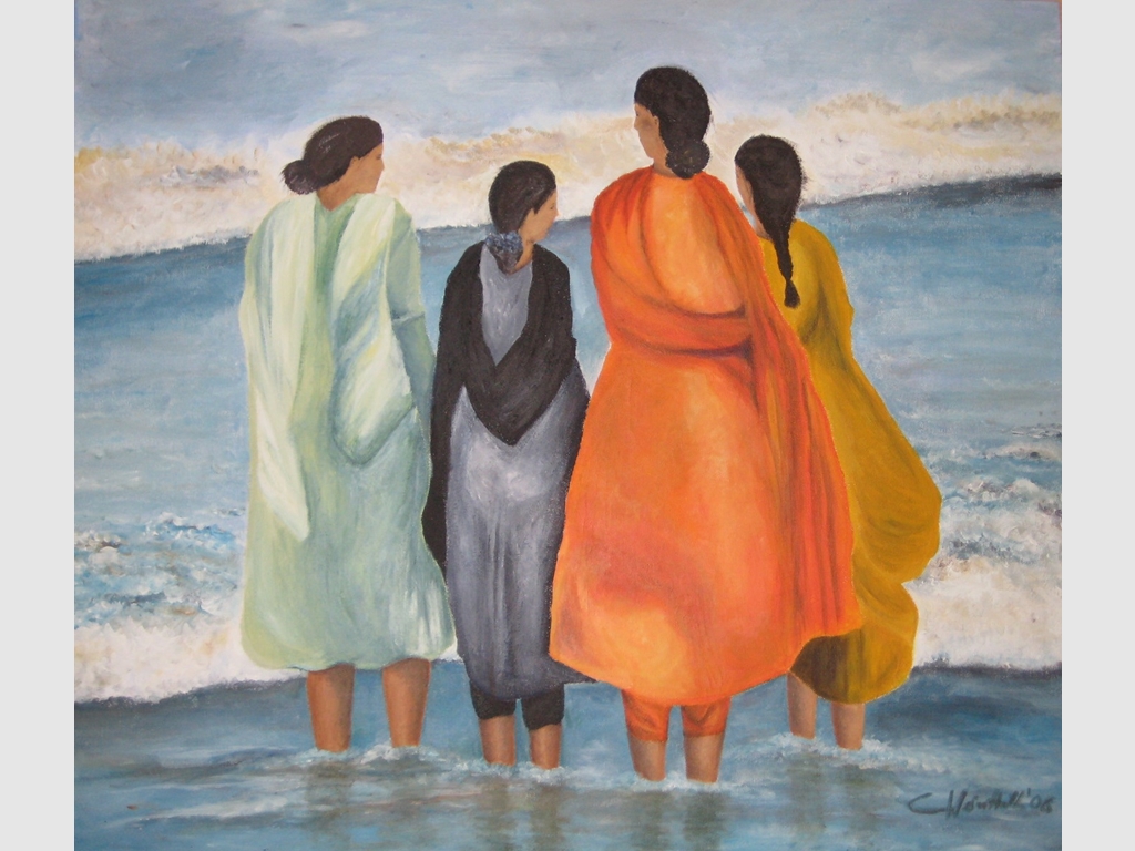 On the beach 70x80 oil on canvas