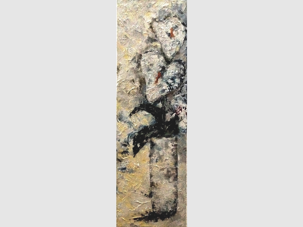 Vase with flowers III, oil on canvas, 80x25cm