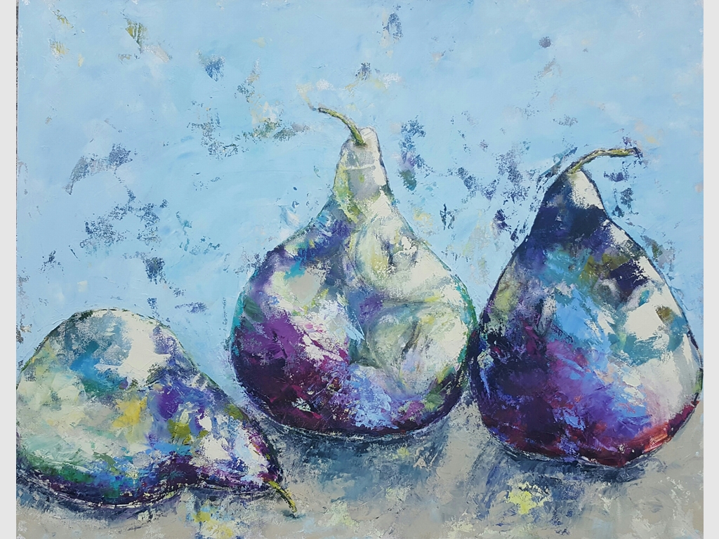 Pears II, mixed media on canvas 80x100
