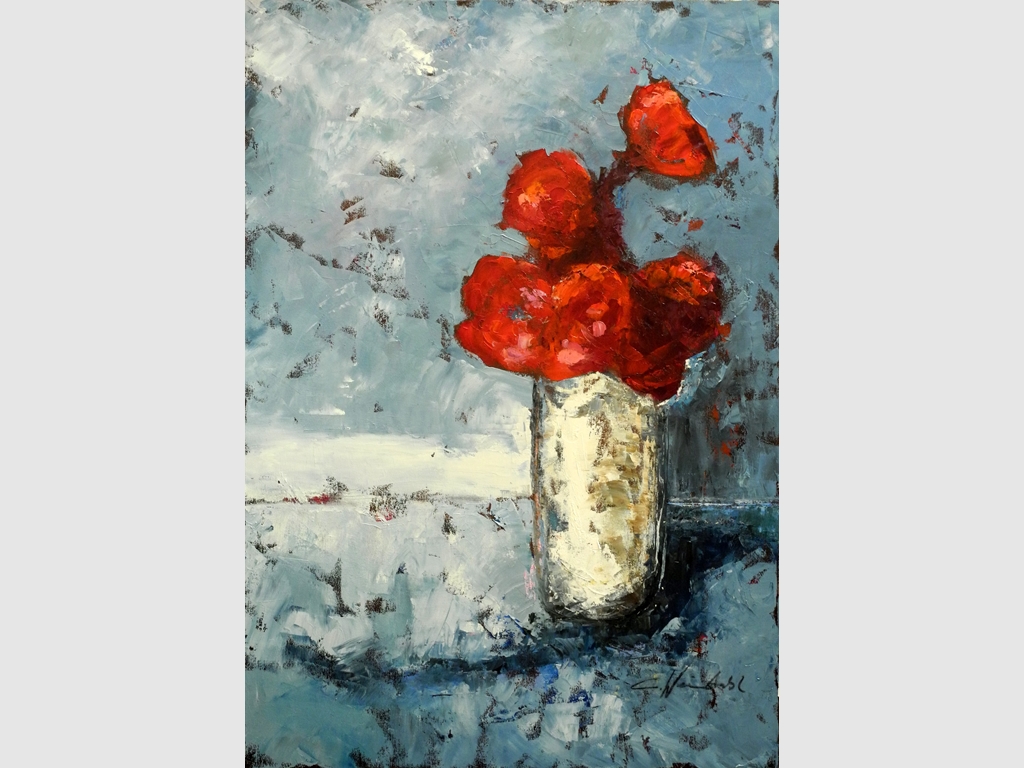 Red Peonies, oil on canvas, 100x70cm