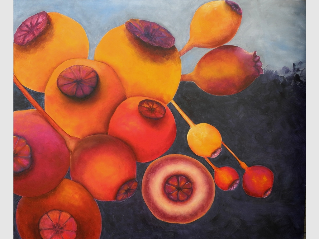 Rosehips I 110x90 oil on canvas