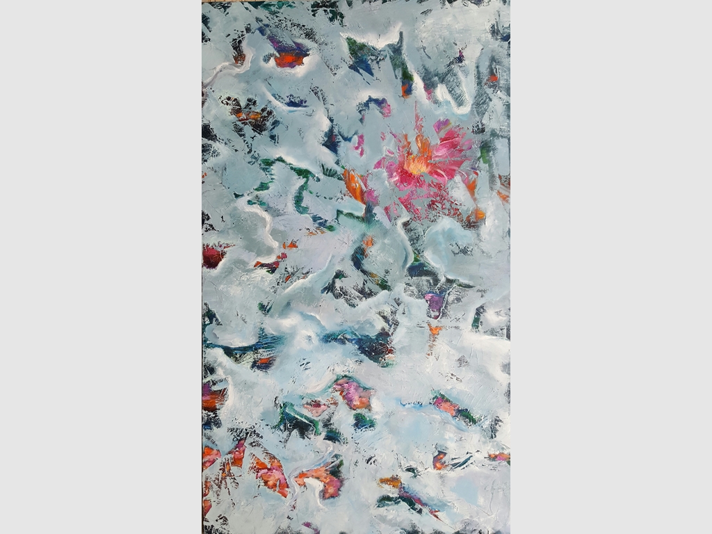 Misty IV, mixed media on canvas 120x70