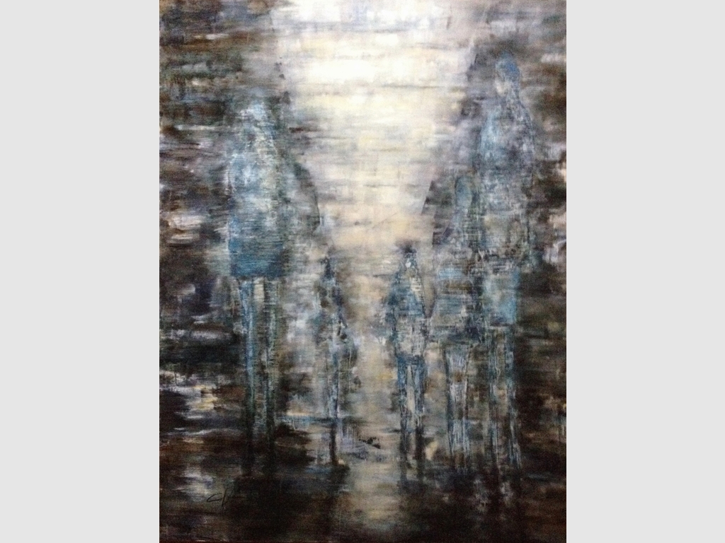 Foggy day, mixed media, 120x90cm