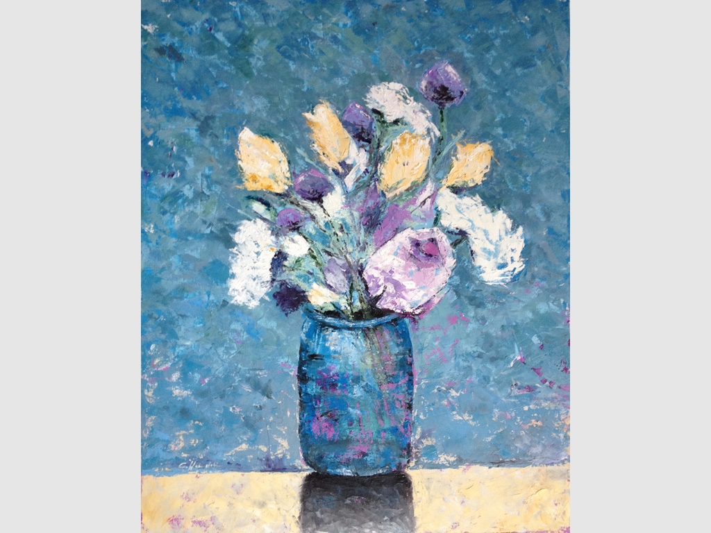 Vase with flowers V, oil on canvas, 100x80cm