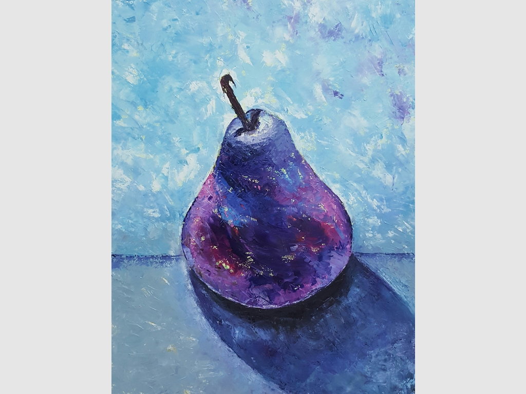 Pear II, mixed media on canvas 100x80