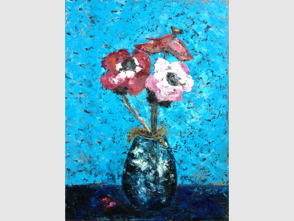 Vase with flowers I, oil on canvas, 80x60cm