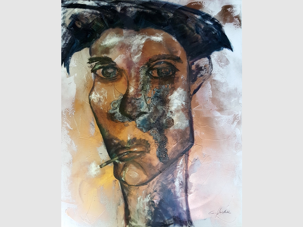 Man, mixed media on canvas 100x80 imzali