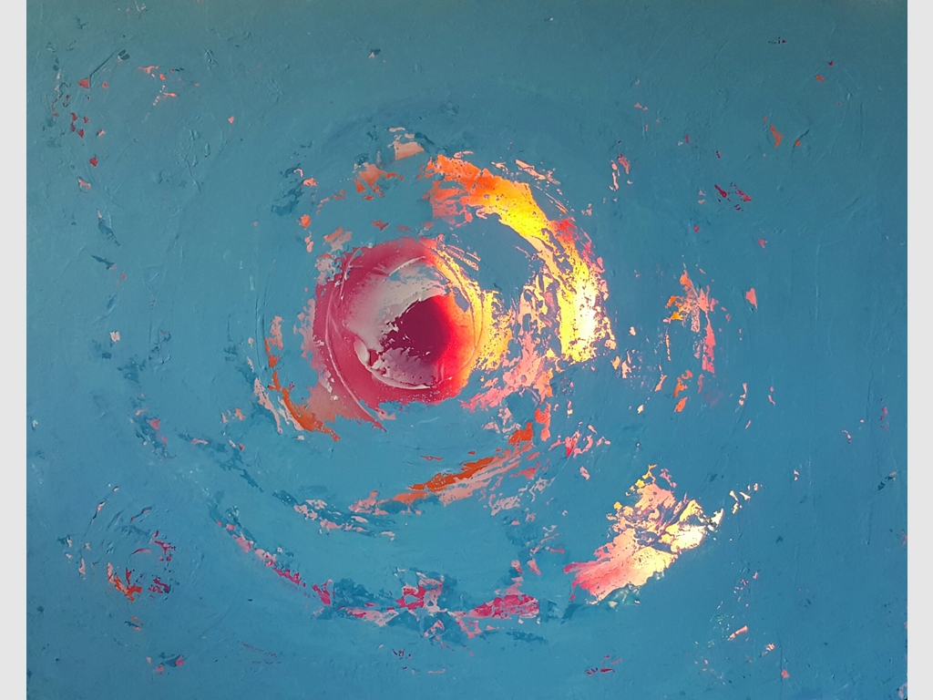 Swirl I mixed media on canvas, backlit