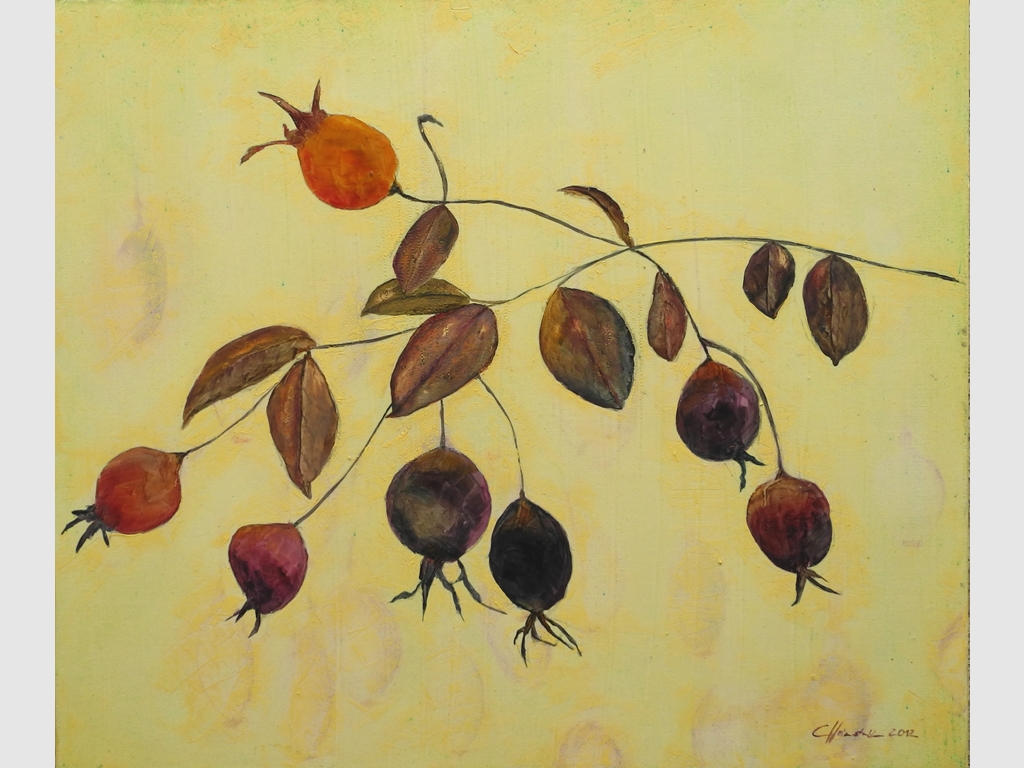 Rosehips8 50x70 Tual üzerine karışık teknik imzalı