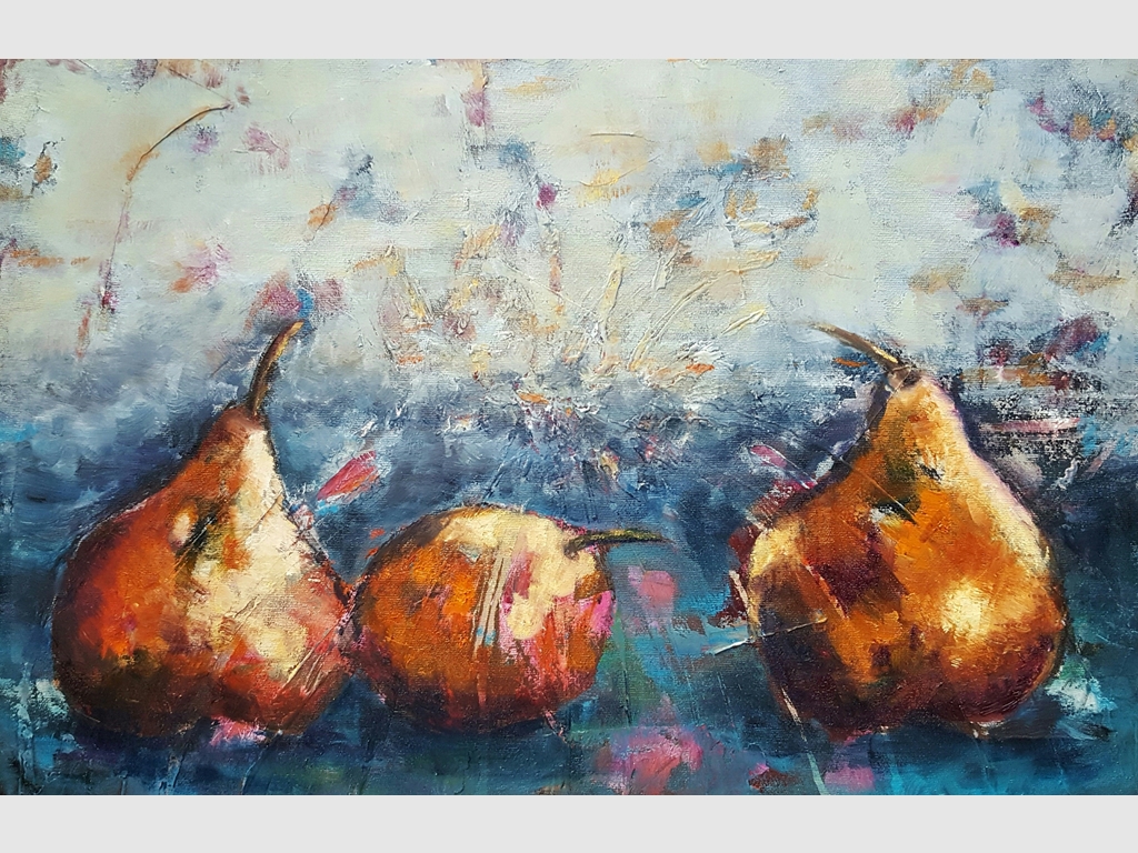 Pears I, mixed media on canvas 40x60